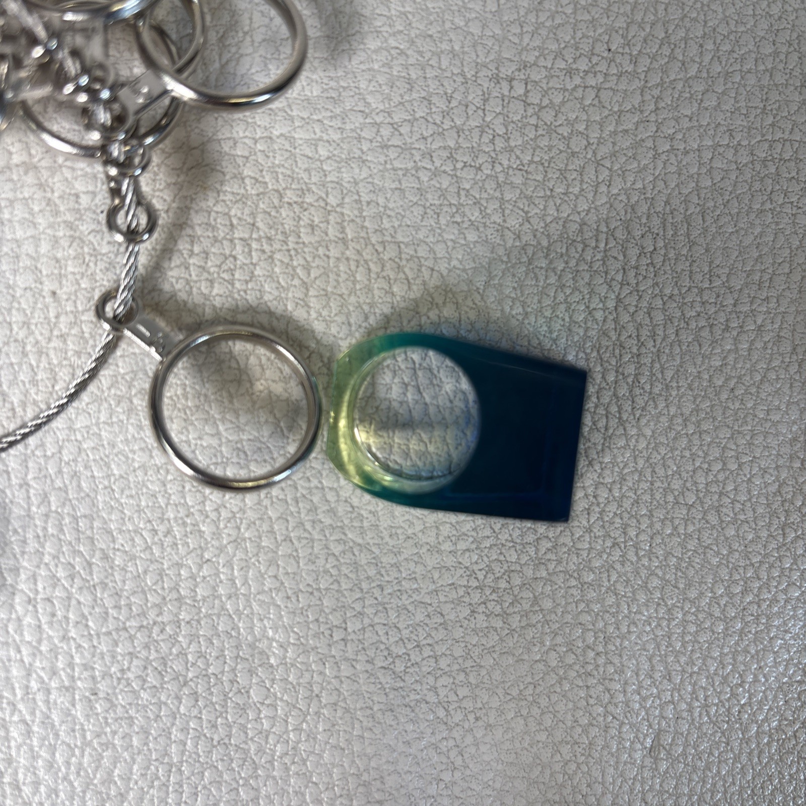 Vintage Resin Lucite Plastic Blue/Green Striped Multicolor Ring MOD Boho Size 6