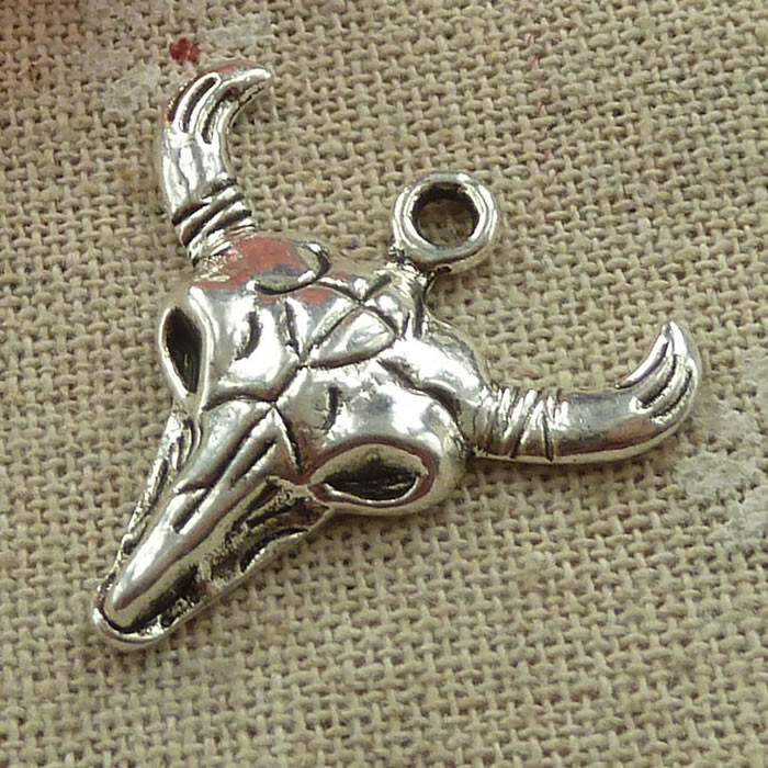 Free Ship 84 pcs tibetan silver cattle head charms 29X28mm L-3380