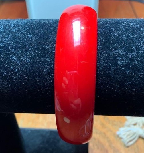 Red Bakelite Chunky Vintage Bracelet Bangle .75″ Diameter Art Deco Jewelry