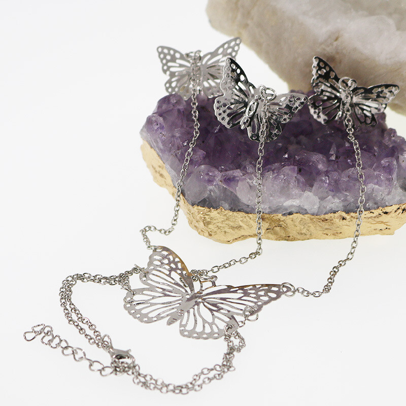 Adjustable Butterfly Bracelet Bangle Finger Ring Harness Hand Chain Slave