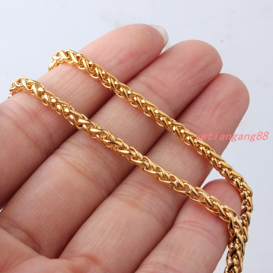 Braided Wheat Link 3-6MM Mens Chain Silver/Gold/Black Stainless Steel Necklaces