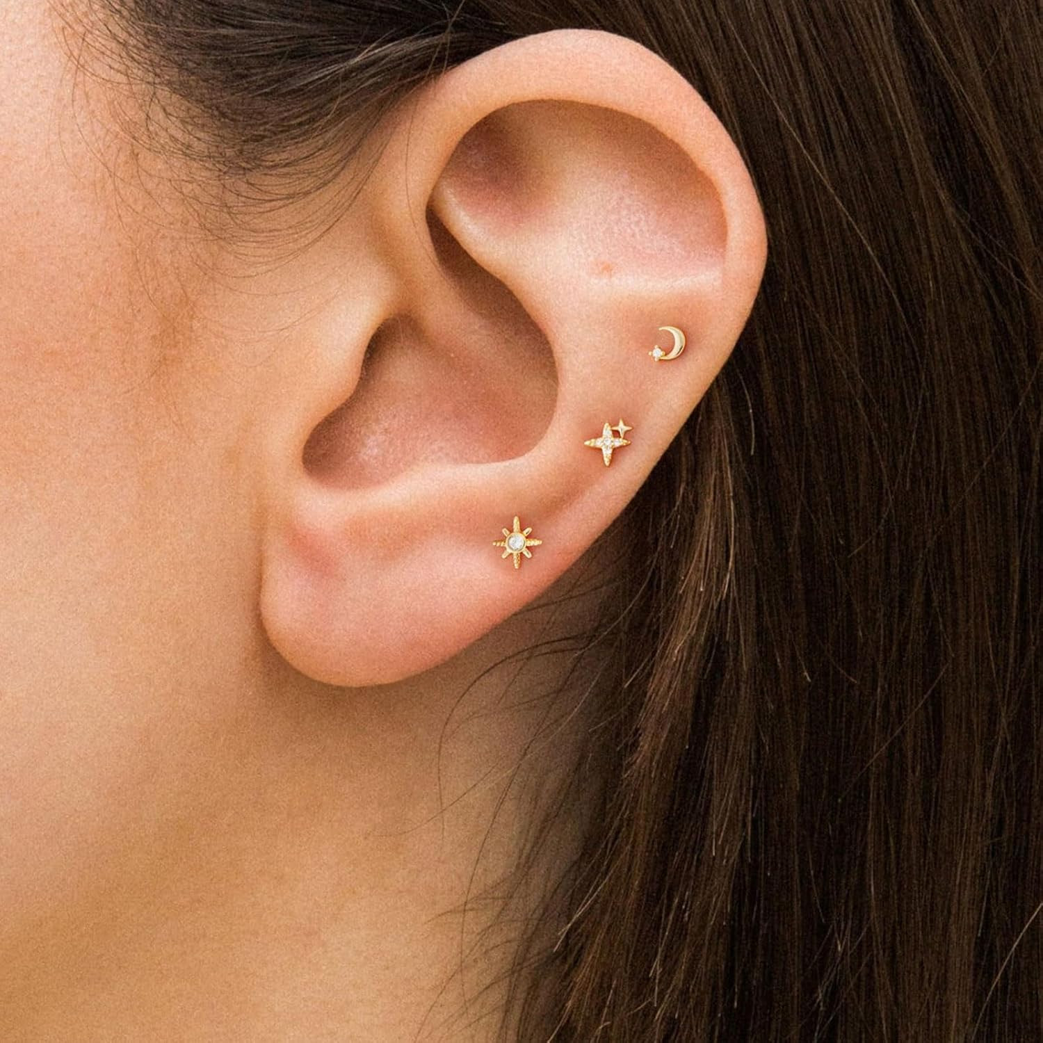 20G Tiny Flat Back Earrings for Women – 14K Gold/Silver Plated Small Flat Back S