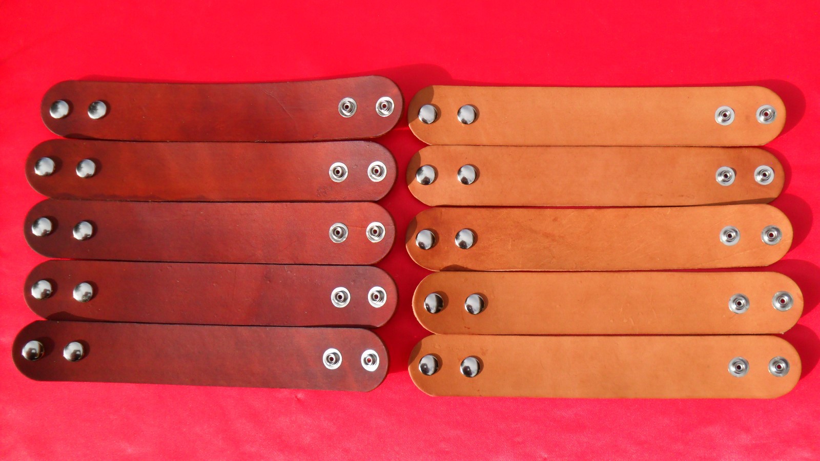#BR1.5 TEN TWO SNAP1 1/2″ WIDE dyed top & sides! LEATHER BRACELETS