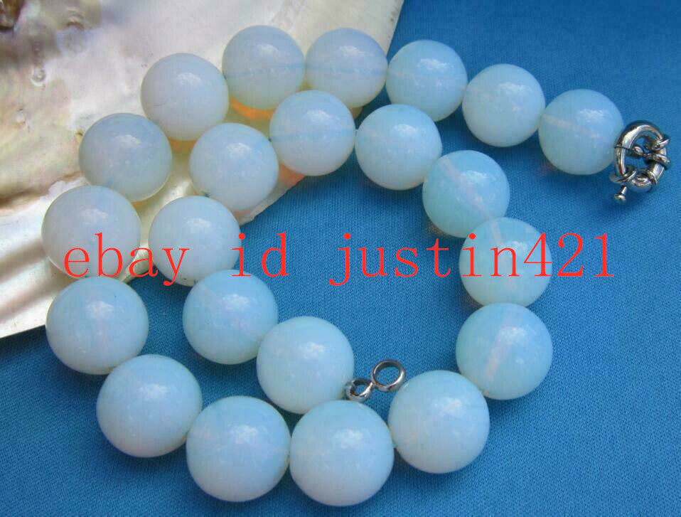 Rare Huge 20mm White Sri Lanka Moonstone Round Gemstone Necklace 18” AAA++