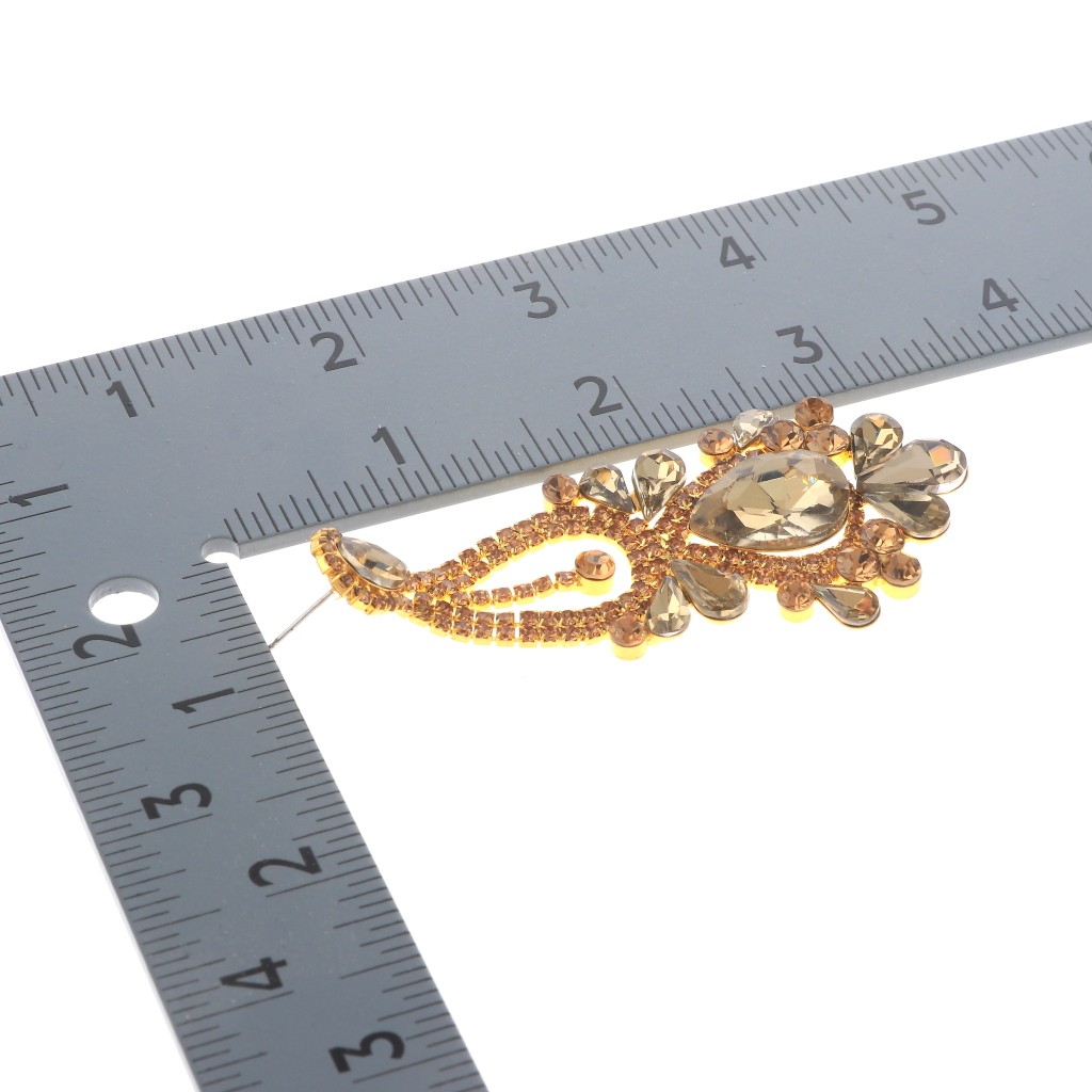 Gold Tone Alloy Metal Rhinestone Drop Post Earrings ESE2090-TOP