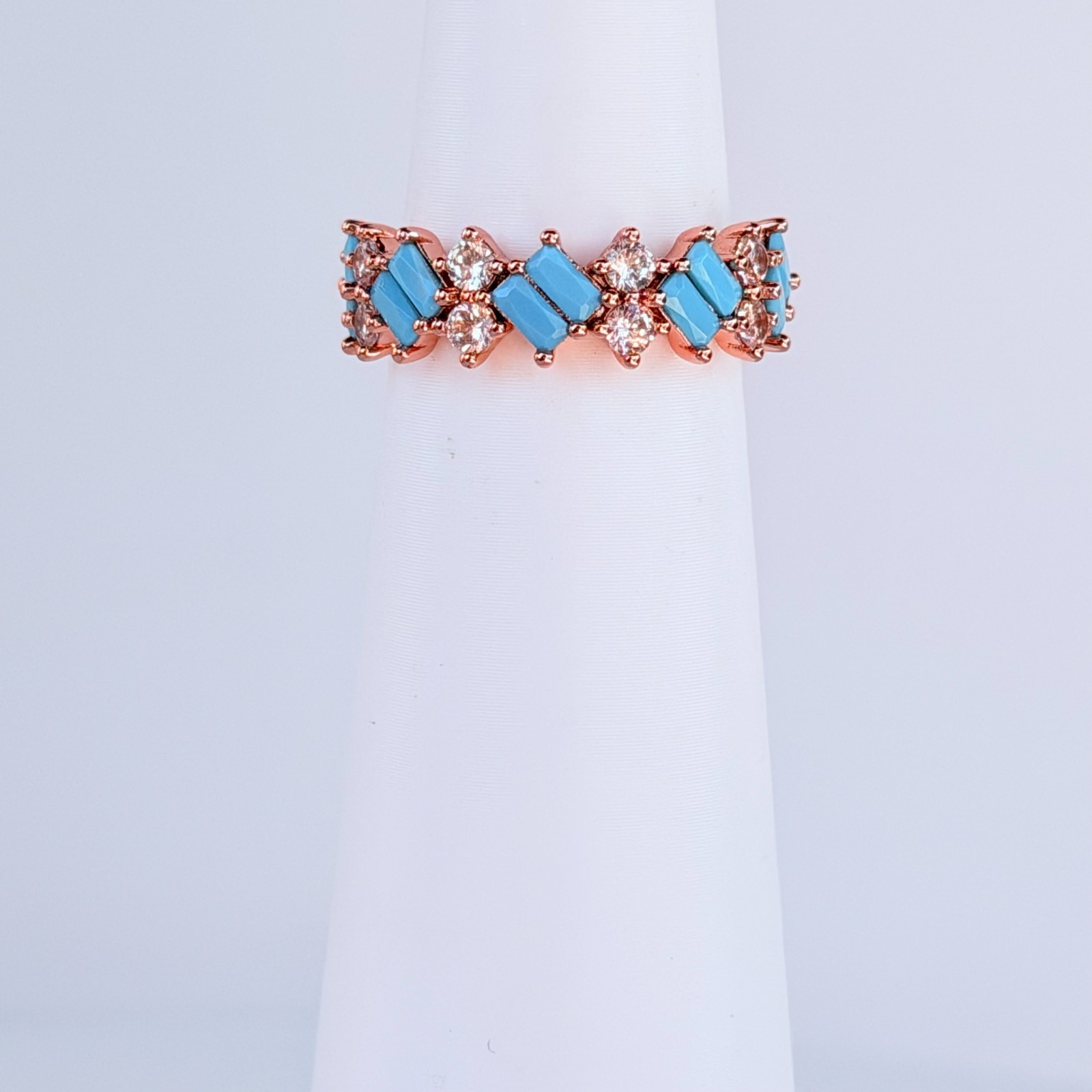 Bomb Party Ring Sz 7 RBP6794 “A Band of Wonder” Turquoise Magnesite on Rose Gold