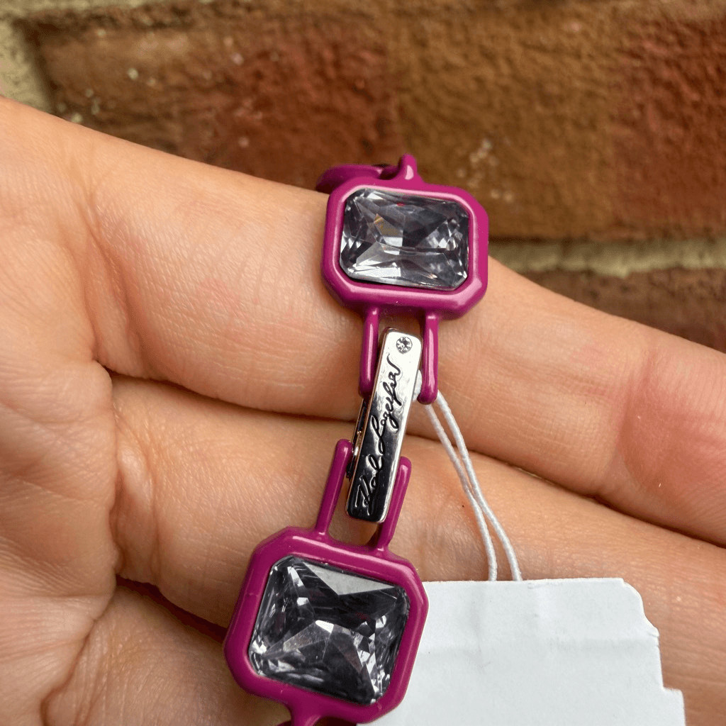 Karl Lagerfeld $58 Women’s Geometric Crystal Flex Bracelet Fuchsia OS NWT