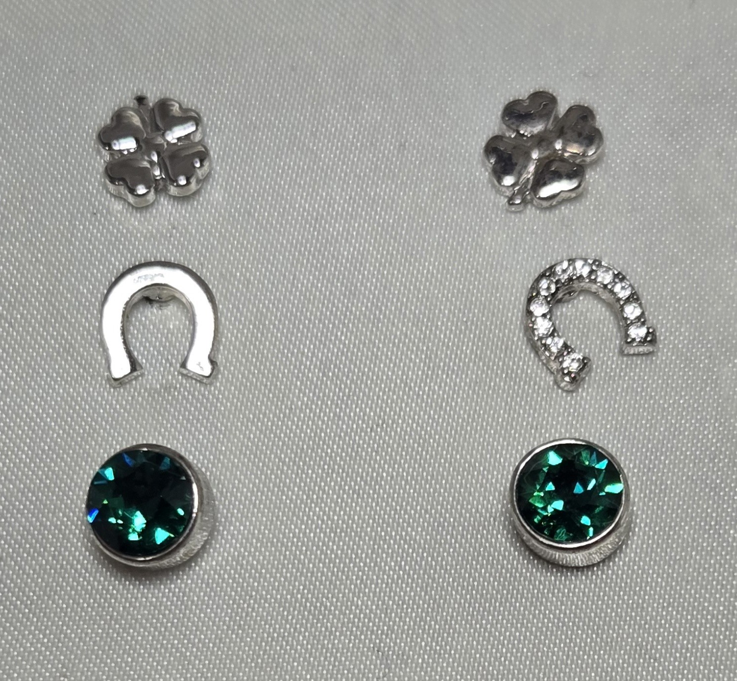 Charming Inspirations Fine Silver Plated Earring Set Green Swarovski Crystals