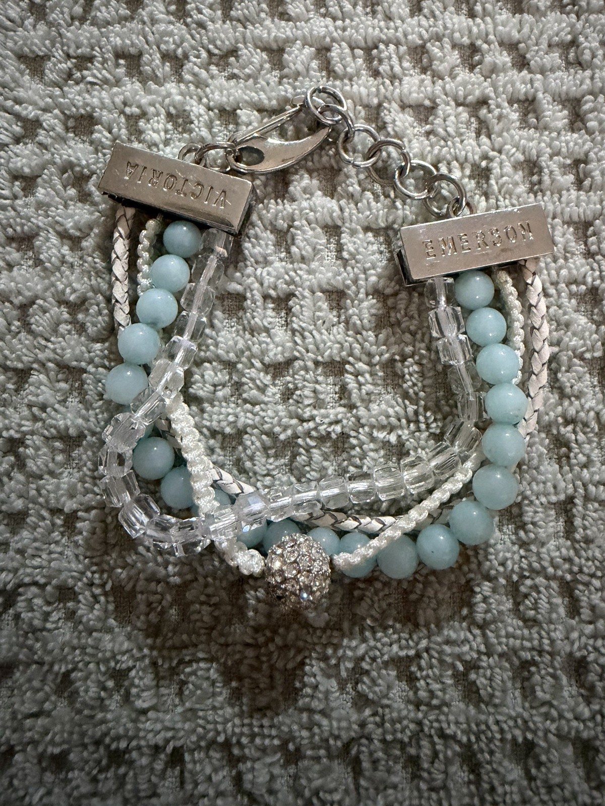 Victoria Emerson Bracelet Silvertone Beaded Adjustable Brand New