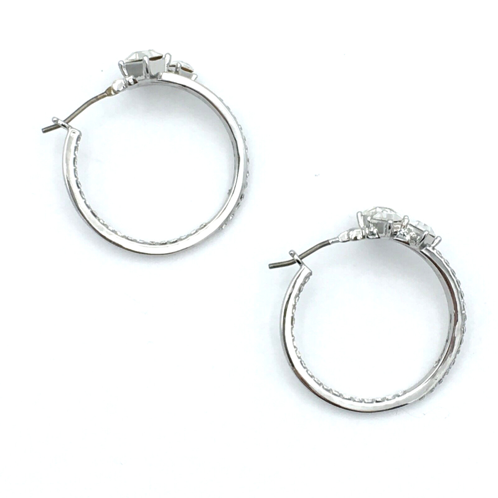 KARL LAGERFELD in & out earrings – NEW 1″ rhinestone hoops silver-tone crystal