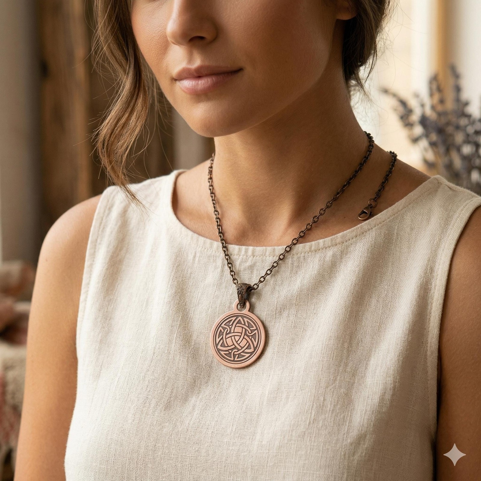 Pure Copper Spiritual Celtic Knot Necklace – Handmade Boho Gift