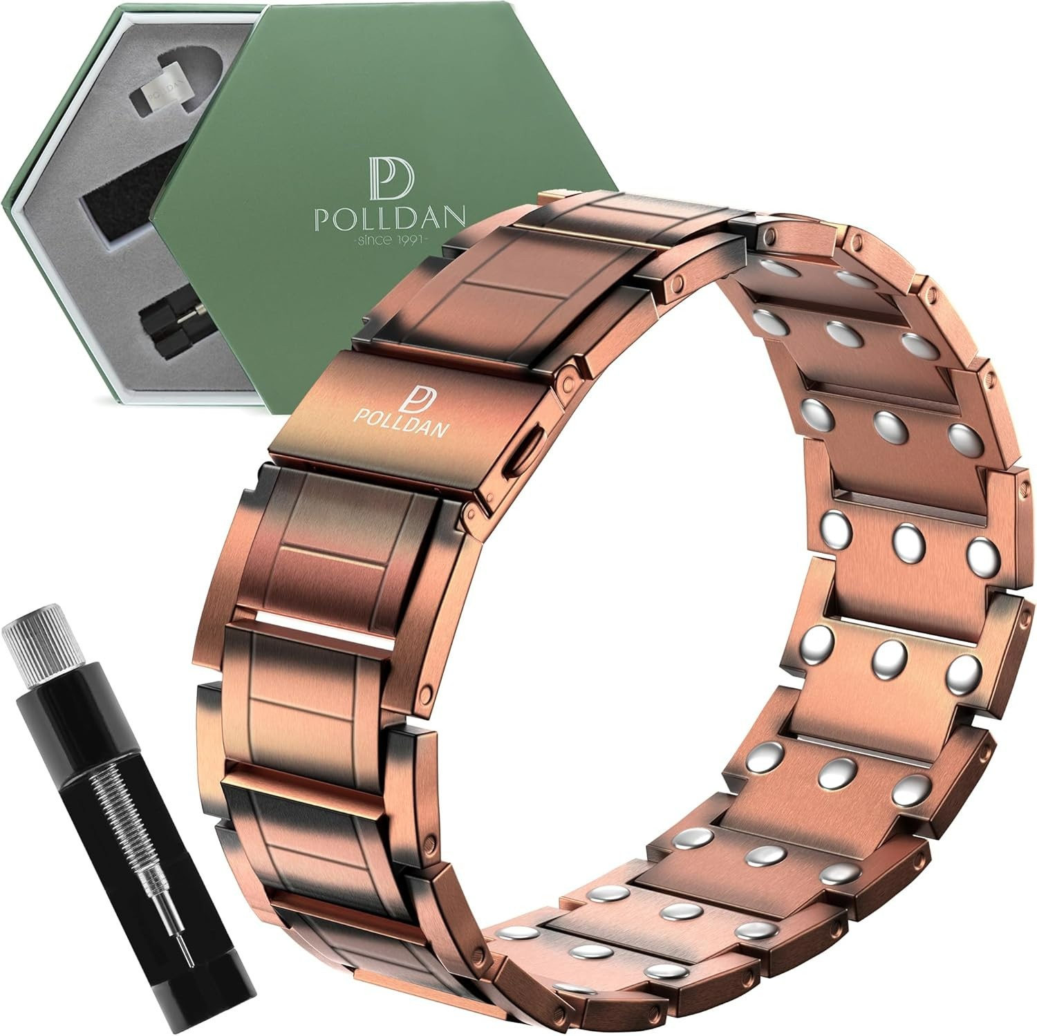 Pulsera de cobre con potencia de 6200 Gauss para hombre, Cobre puro 3X Power