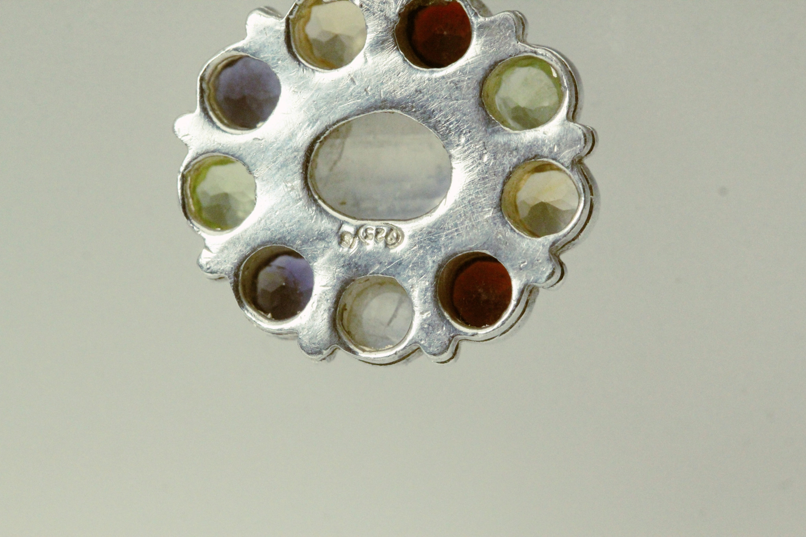 Multi-Gemstone 925 Sterling Silver Long Pendant 13.3 grams (PEN9855)