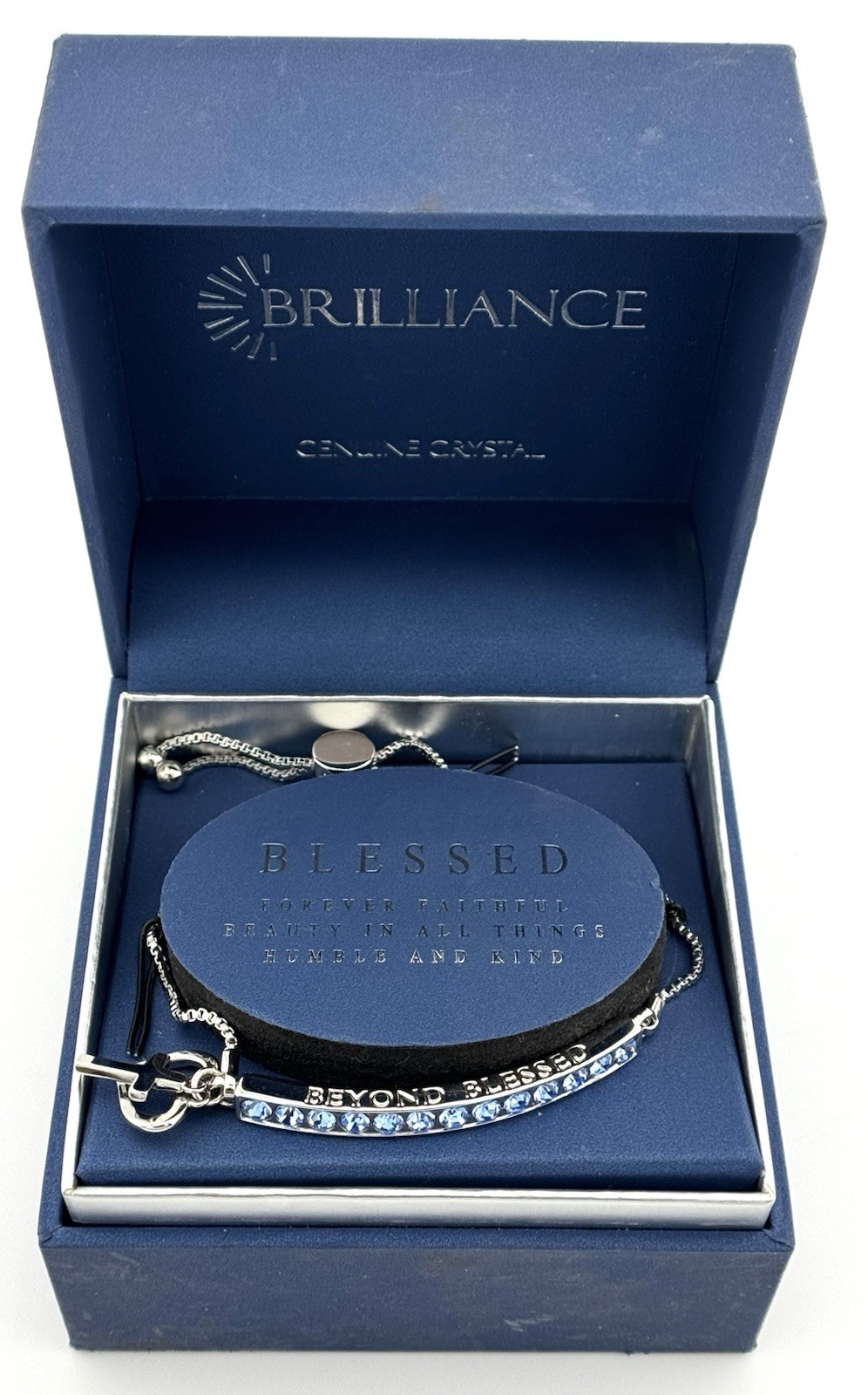 Brilliance Genuine Crystal “BLESSED Silver Bracelet Adjustable 🌸