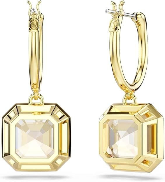 Swarovski Millenia Drop Earrings Square cut Gold Tone Finish Caramel 5731148 NEW