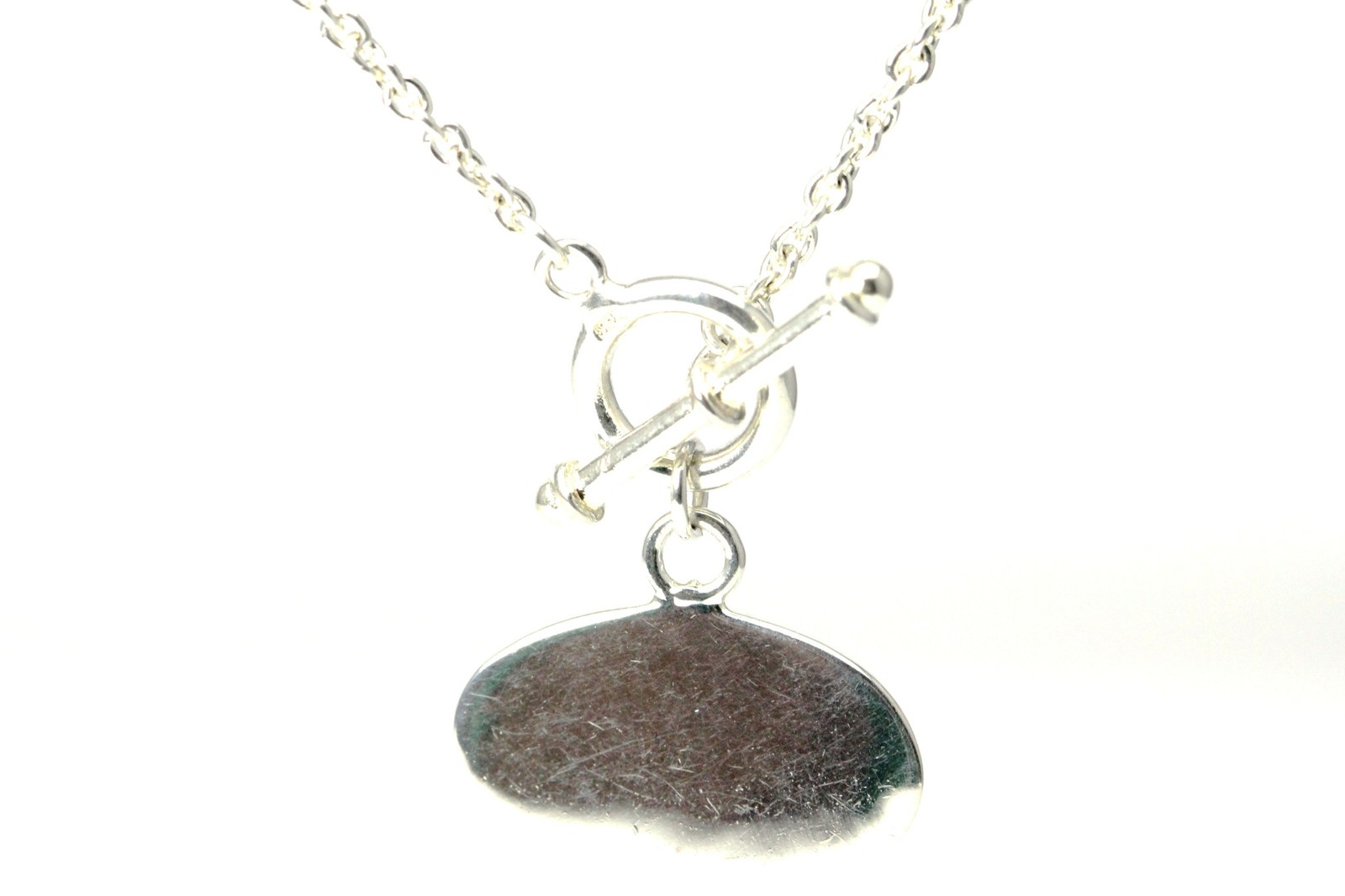925 Sterling Silver 2mm Link Chain with Engraveable Pendant 9.3g (NEC2434)
