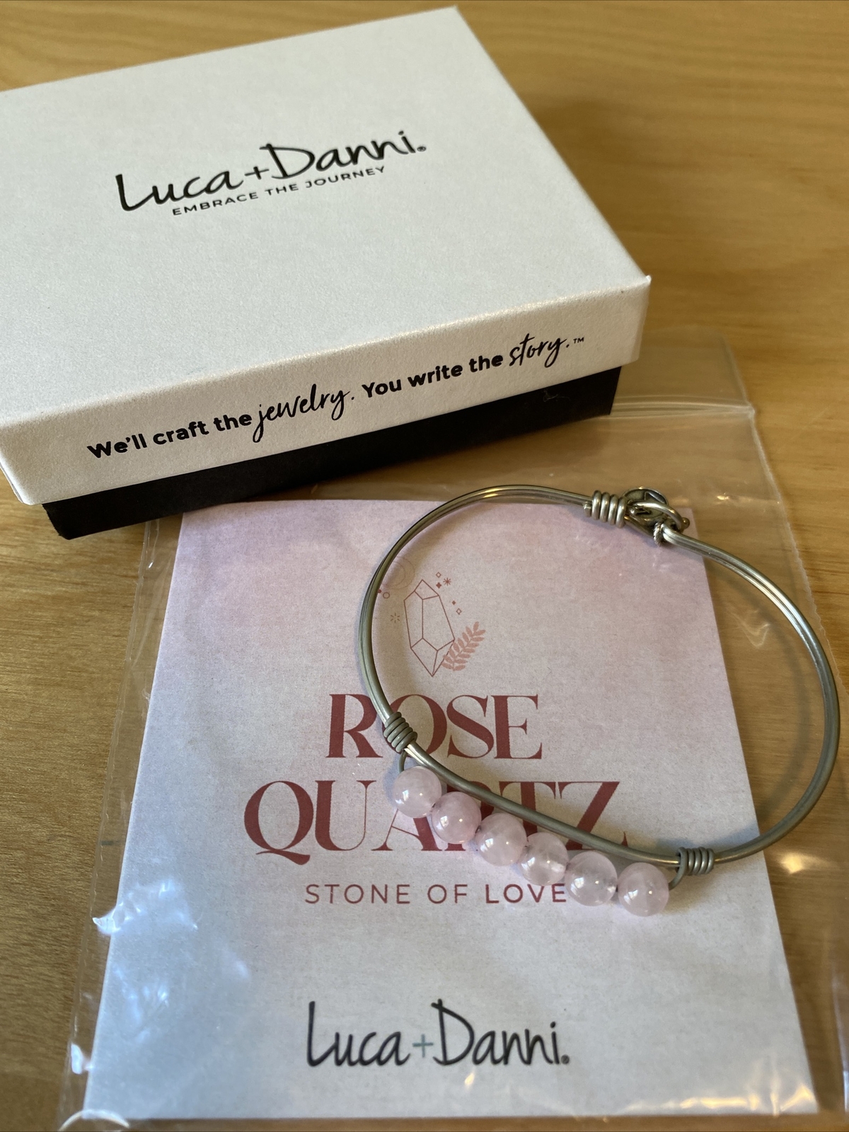 REGULAR Rose Quartz NEW Luca + Danni USA Bracelet Hook Clasp Silver Tone