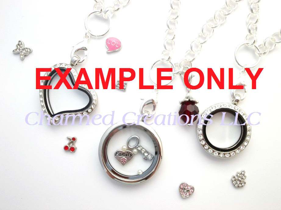 Floating Charm Glass Memory Locket Bracelet Crystal Heart With Security Clasp