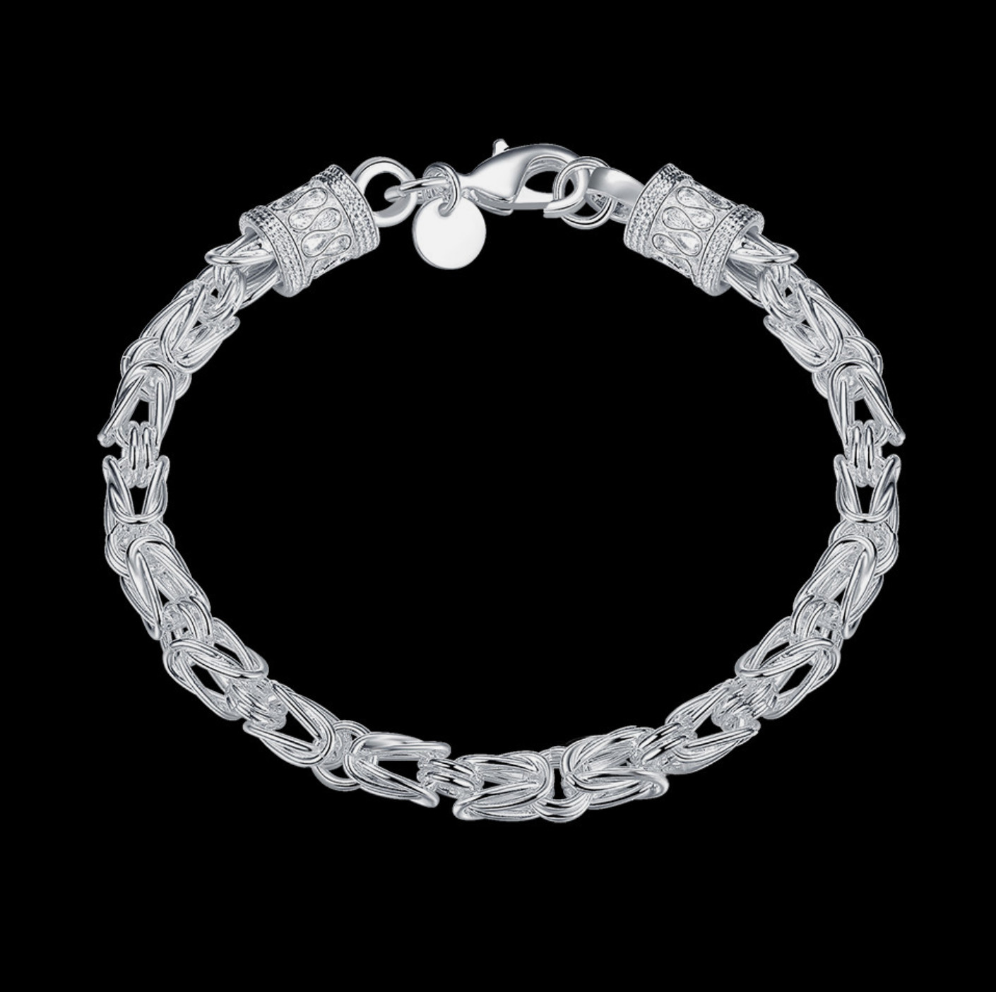 925 Sterling Silver 6 mm Woven Bracelet 8 in Byzantine Lobster Clasp Wheat Link