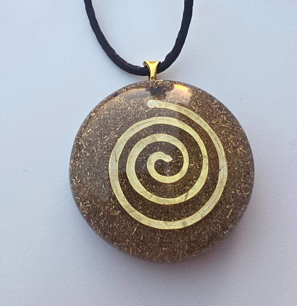 Orgonite Orgone Gold Spiral Crystal Positive Energy Pendant Necklace Spiritual