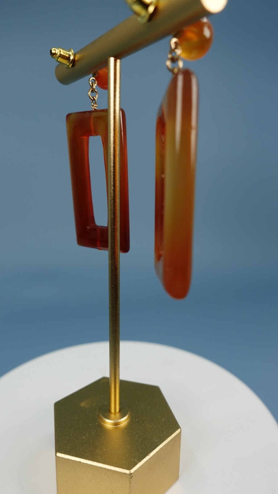 Statement Carnelian Drop Earrings 14k posts approx. 1.5″ Cute!!