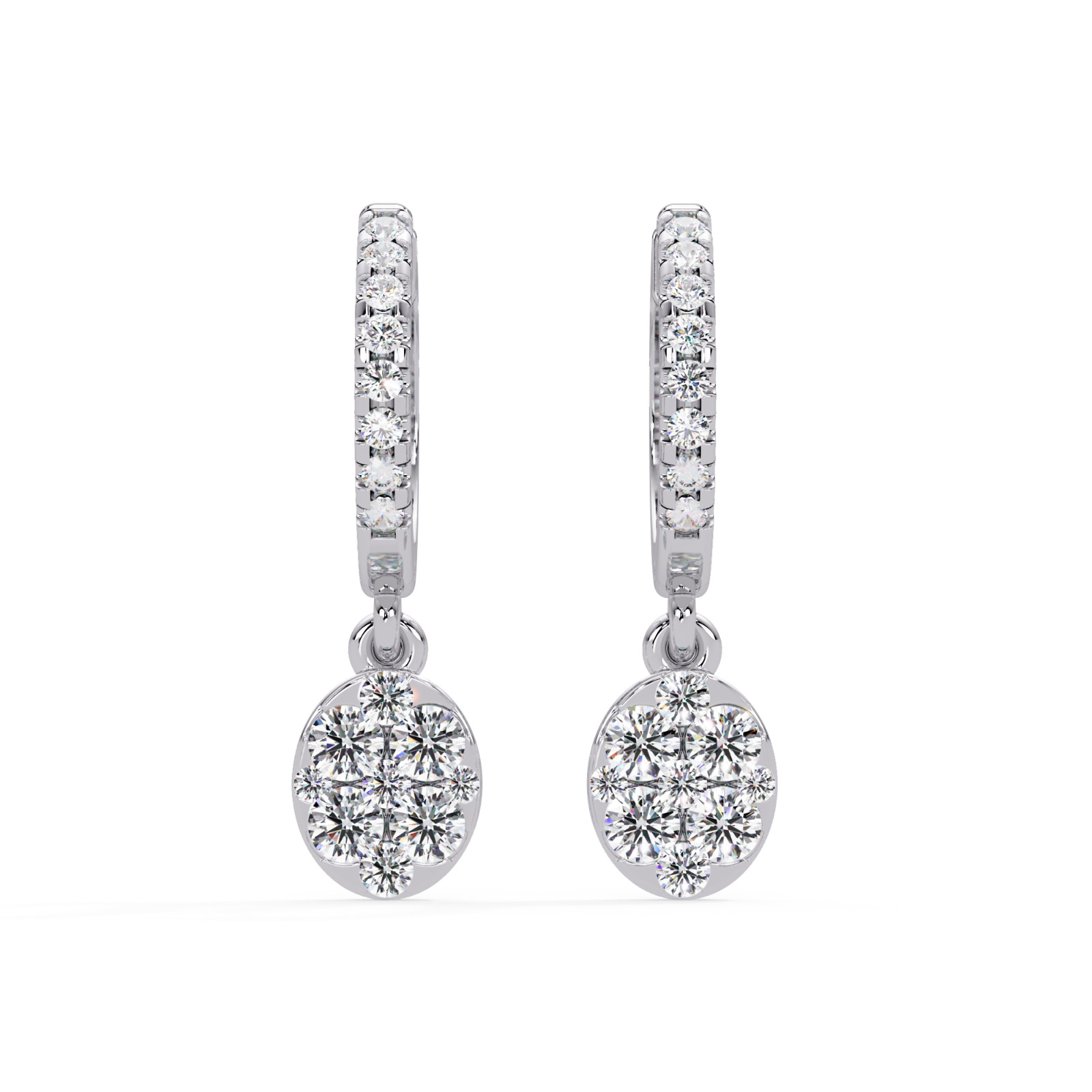 1.10CTW Round Lab Grown Diamond Huggie Hoop Drop Earrings 925 Silver DEF VVS2VS1