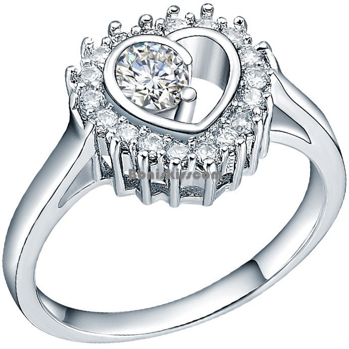 Silver Tone Only You in My Heart Love Promise 0.25 Ct Cz Women Engagement Ring