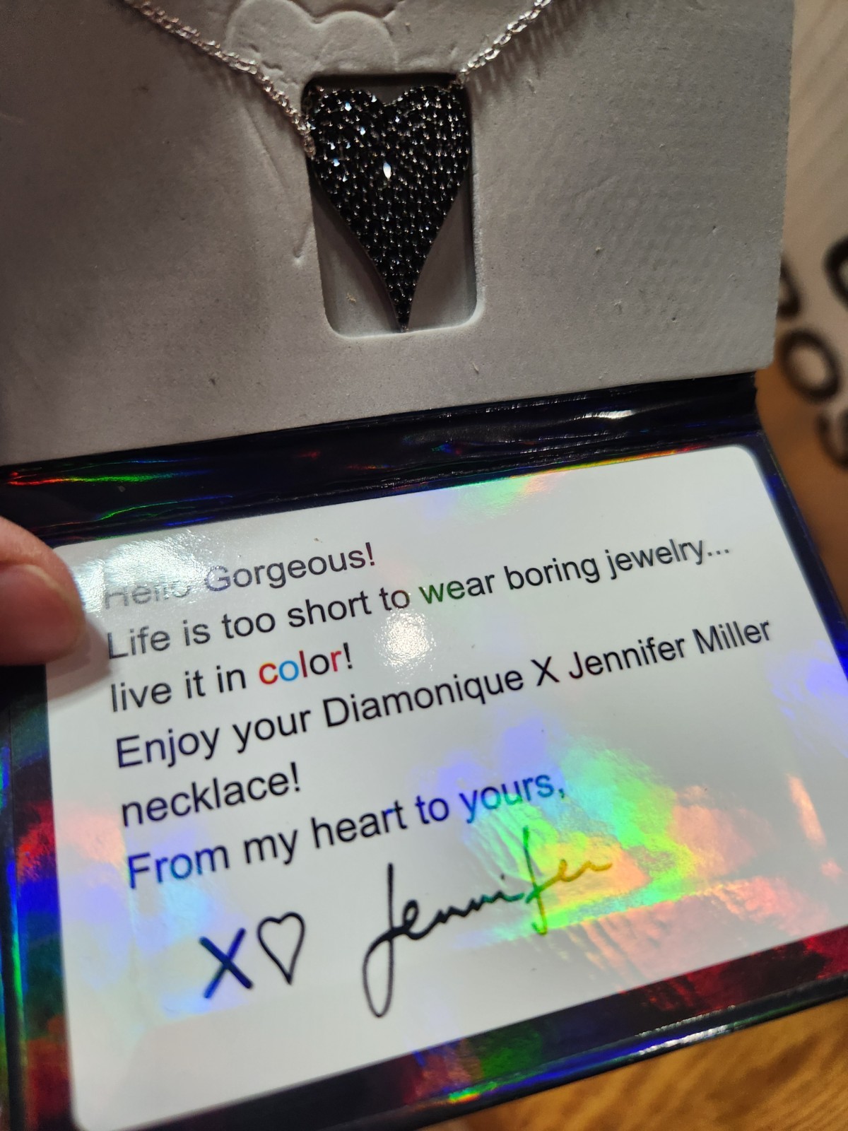 Diamonique x Jennifer Miller Signature Pave Black Heart Sterling – Necklace