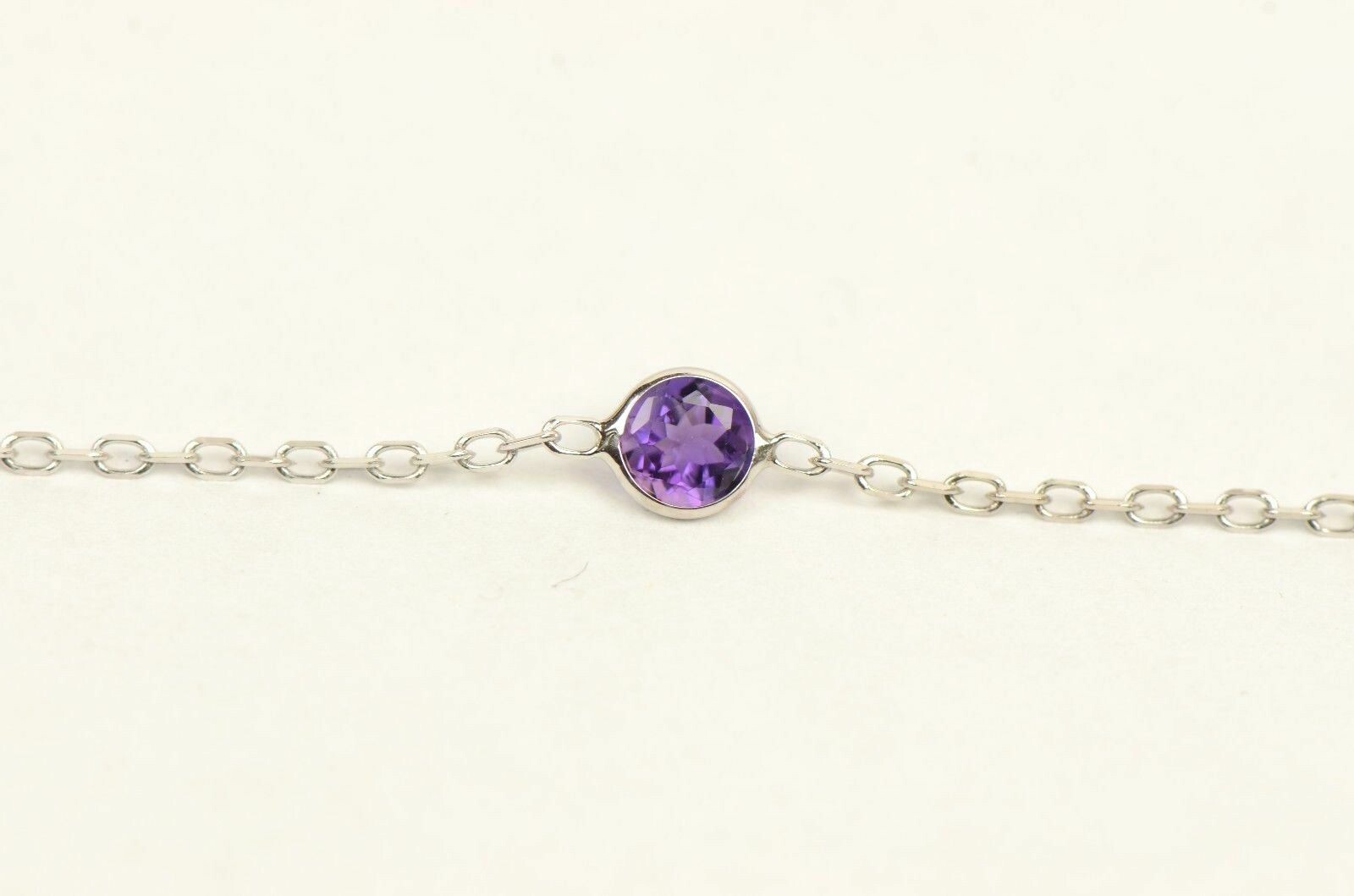 Solid 14k White Gold Multicolor Cubic Zirconia Necklace with Sparkling Stones