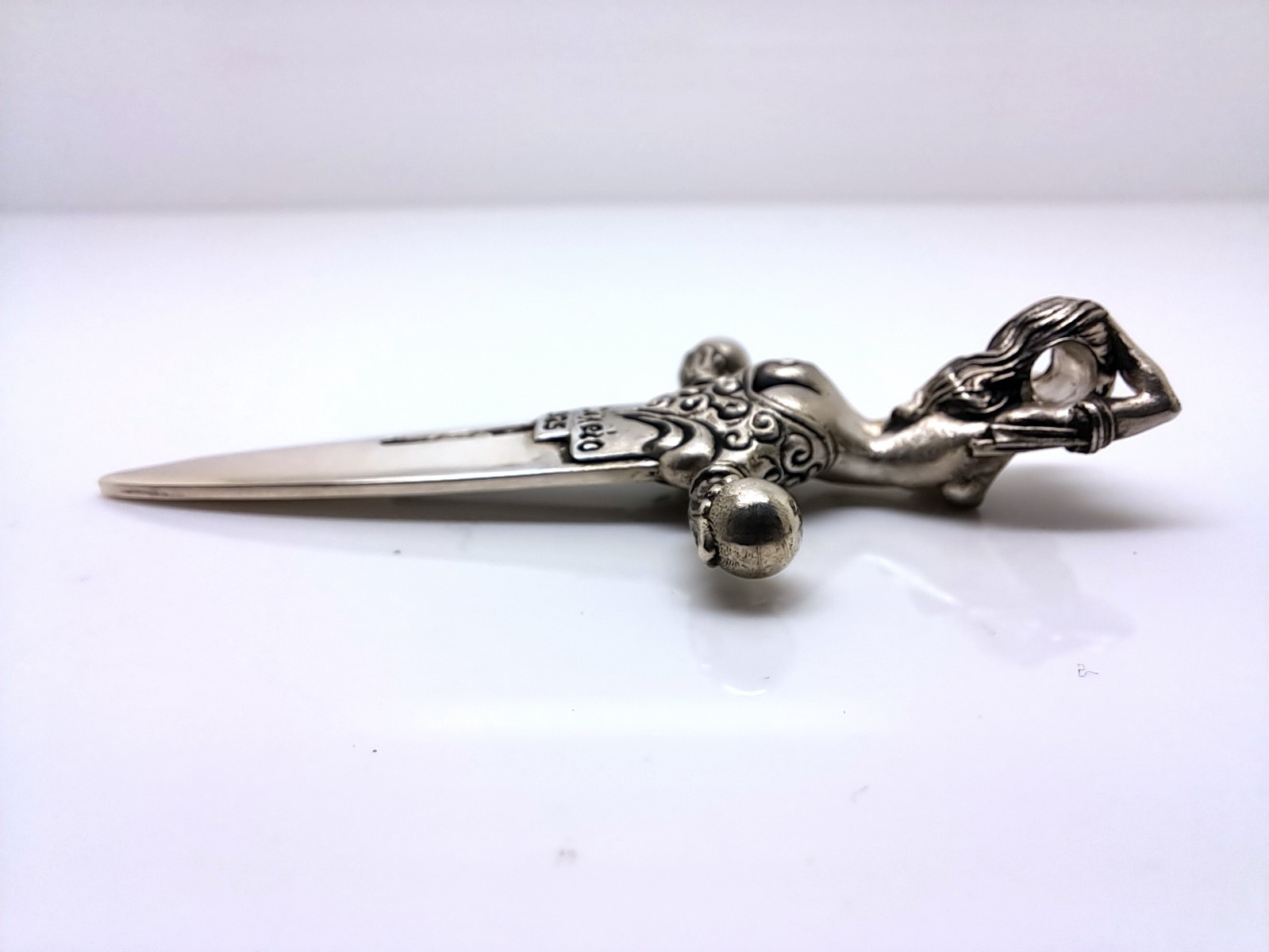 925 Sterling Silver Dagger Pendant – Gothic Fantasy Sword Female Figure Pendant