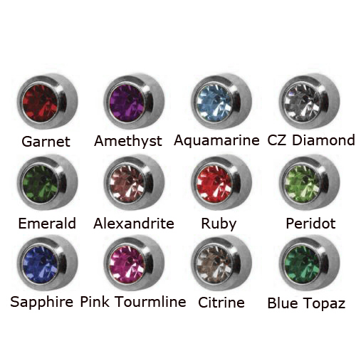 12 Pairs Birthstone Over Bezel 4mm Ear Piercing Stud Earrings Push Back