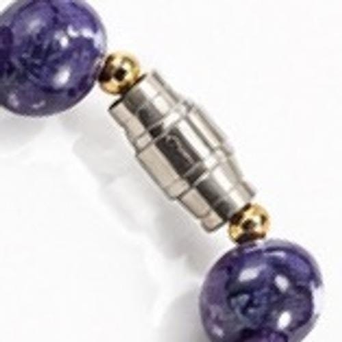 Vintage Purple Impression Jasper Necklace Natural Stone Teardrop Barrel Clasp
