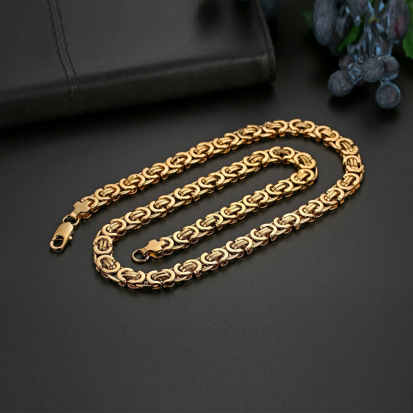 9mm Men Stainless Steel Byzantine Necklace Box Link Chain 22 Inch High Polished
