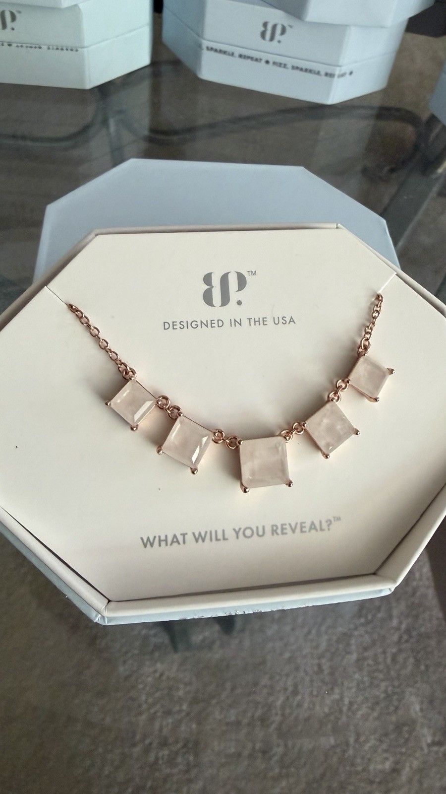 BP OG Necklace White Agate Rose gold Simply You And I