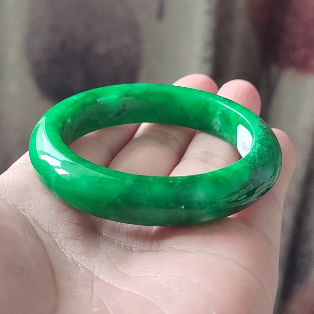 Certified Grade A 53mm Green Natural Burma Jade jadeite Bangle Bracelet