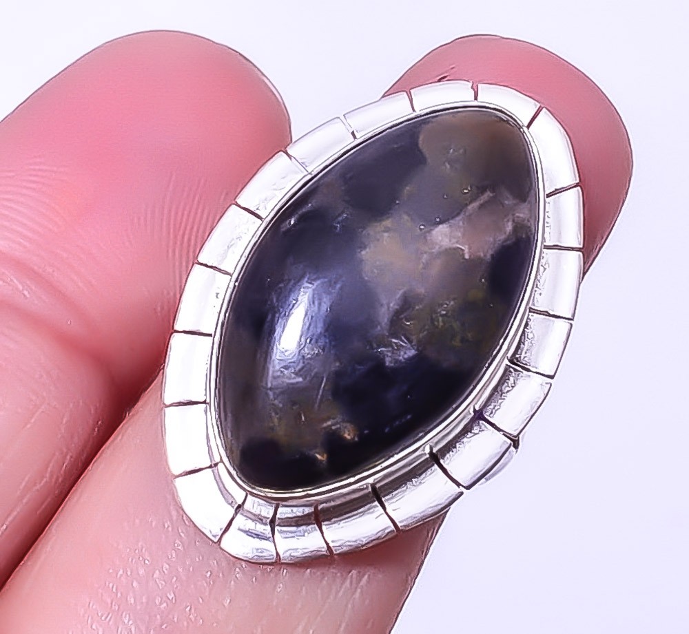 Golden Sheen Obsidian 925 Silver Plated 7.5 R1282-37 F2513 M6583 T29 A315