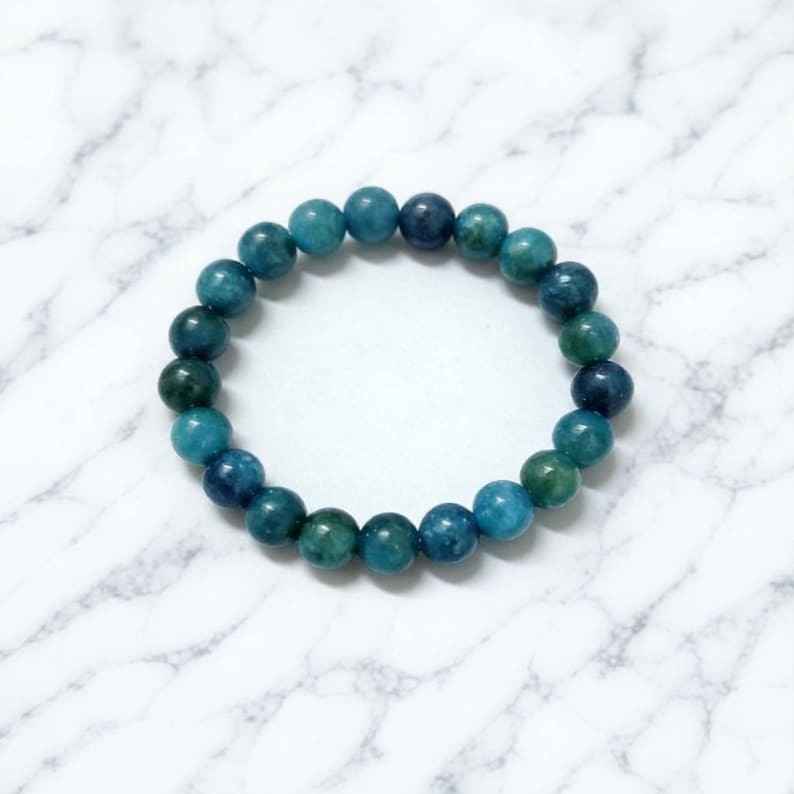Natural Blue Apatite Bracelet, Simple Blue Gemstone Bracelet For Daily Wear
