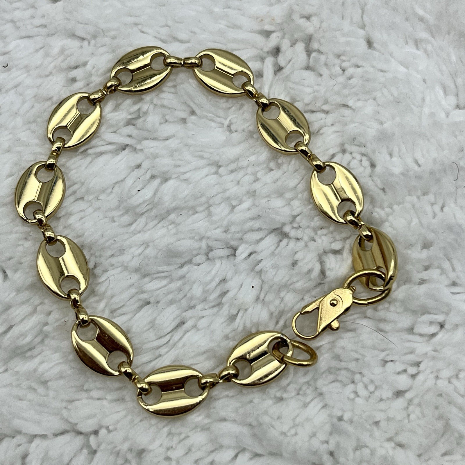 Mariner Link Bracelet Gold Tone Anchor Chain Fits 6.75″ Wrist