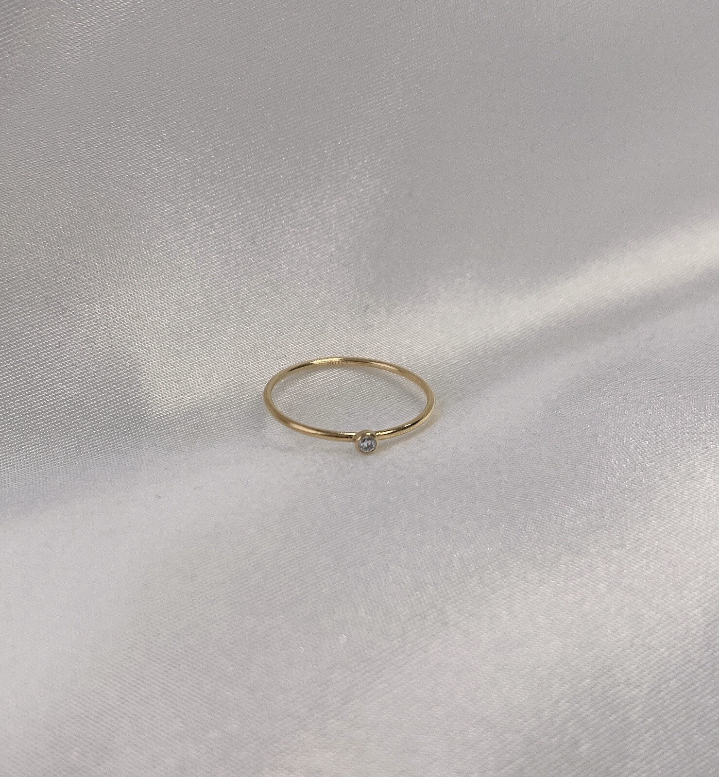 14K Gold Filled Simple Bezel CZ Dainty Stackable Ring, Minimalist Ring, Size 5-8