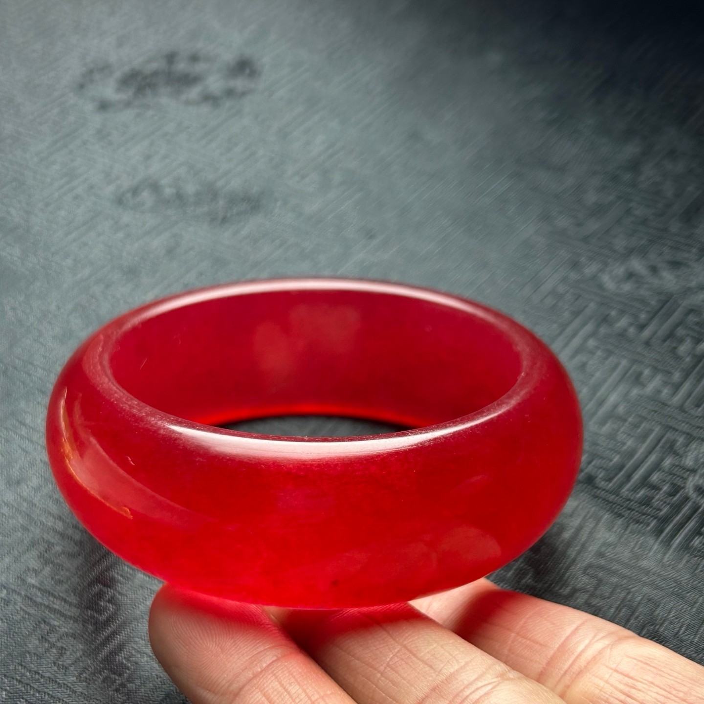 56MM Real Natural Myanmar high Ice Red Jade jadeite tyre bracelets bangle