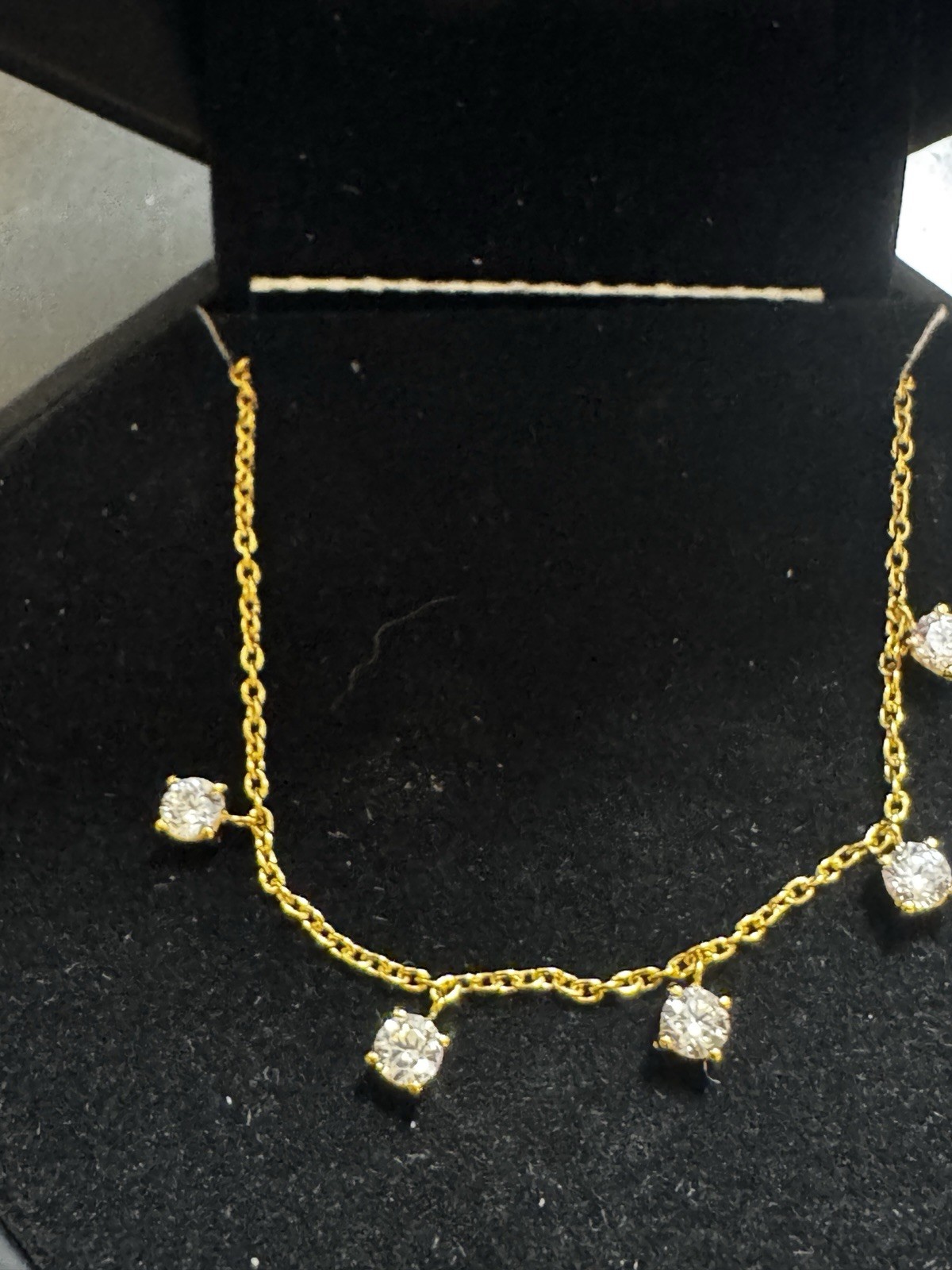 NEW 14K Gold And Silver W/ 5 LG Diamond Necklace