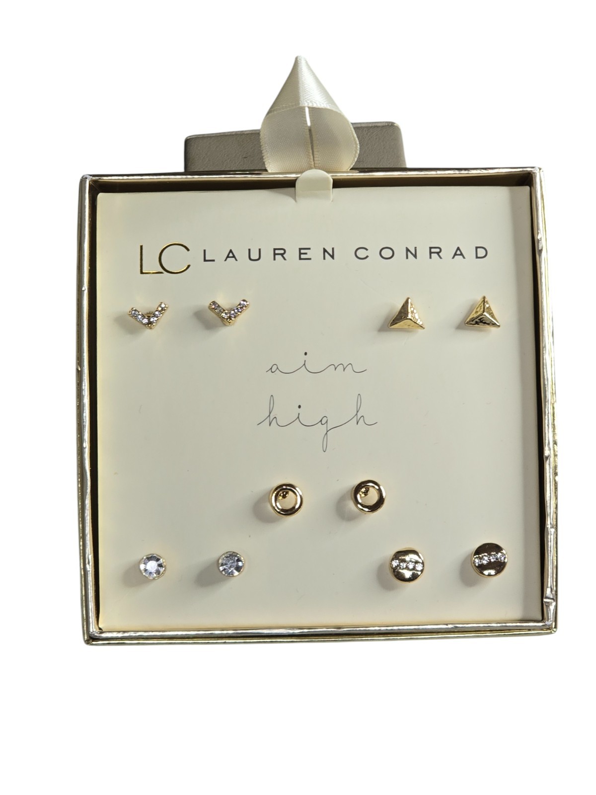 LC Lauren Conrad Women’s Trendy Stud Earrings Gift Box Aim High
