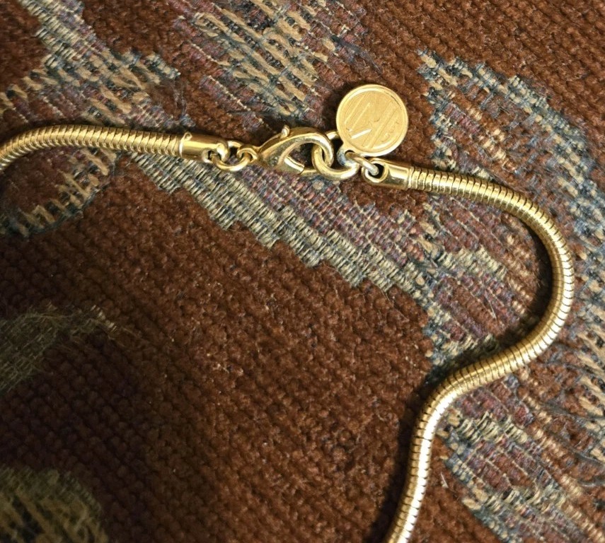ANNE KLEIN II Gold Tone Initial “W” Pendant On 31” Slinky Snake Chain