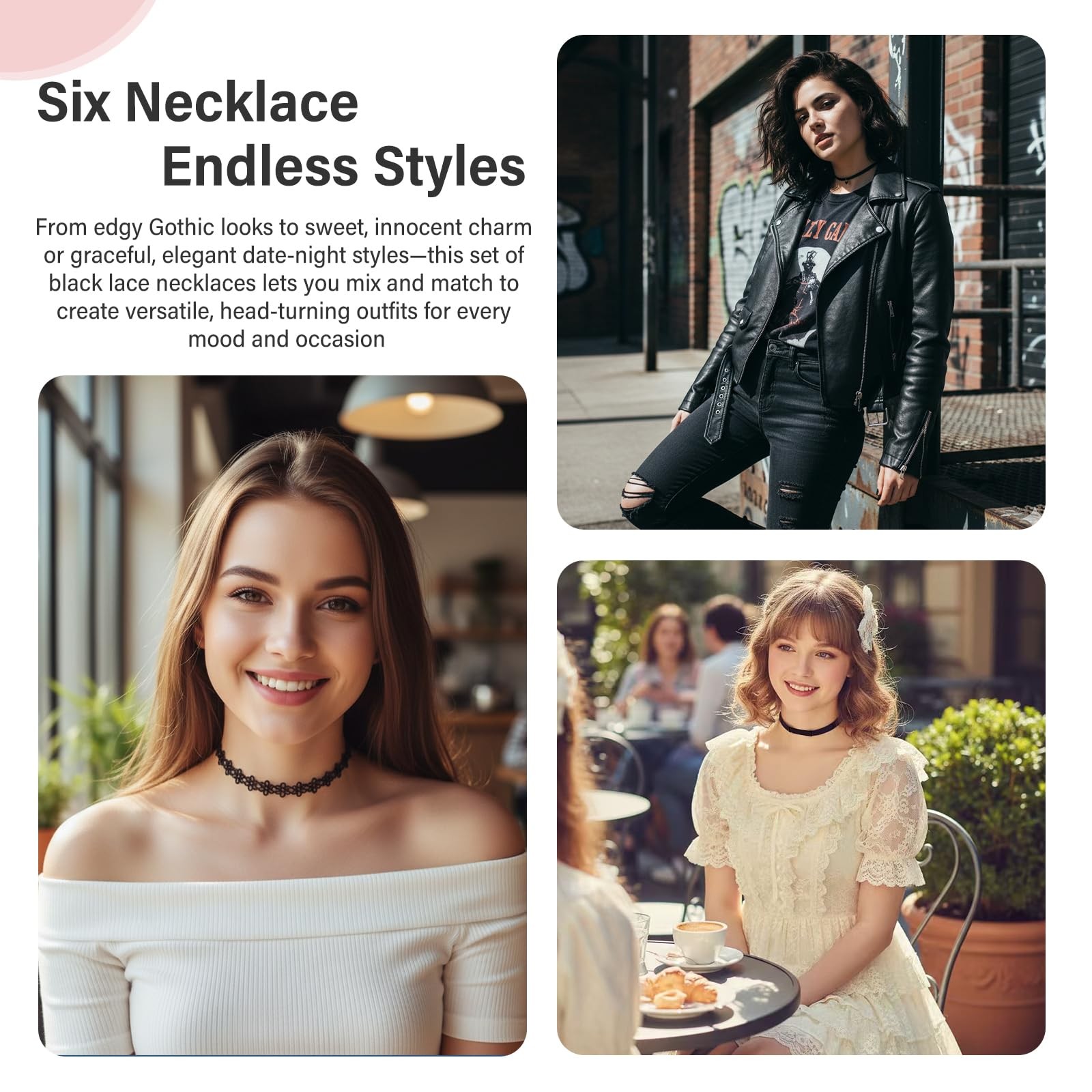 6 Pcs Black Choker Necklaces Black Velvet Choker Set Classic Gothic Tattoo La…