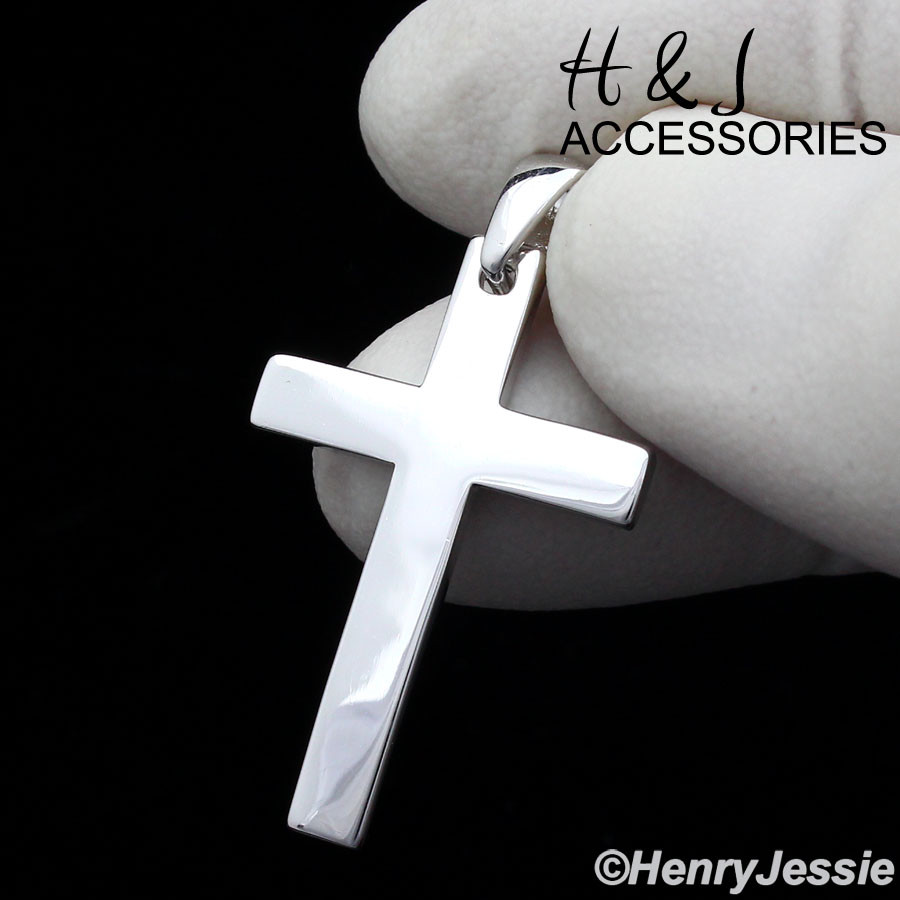 16-24″MEN 925 STERLING SILVER 2MM MIAMI CUBAN CHAIN PLAIN CROSS PENDANT*ASP194