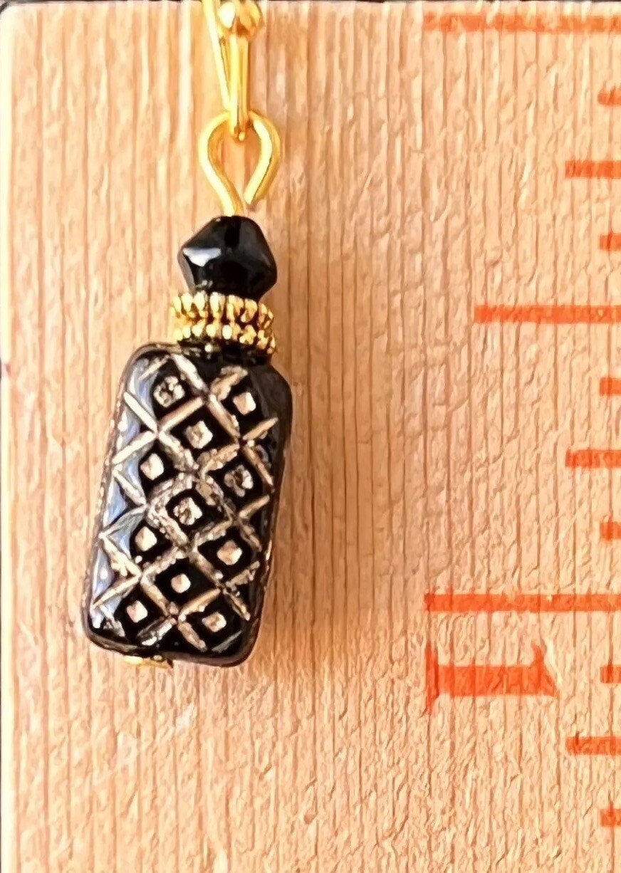 Gold and Black Dangle Earrings. Boho Chic.