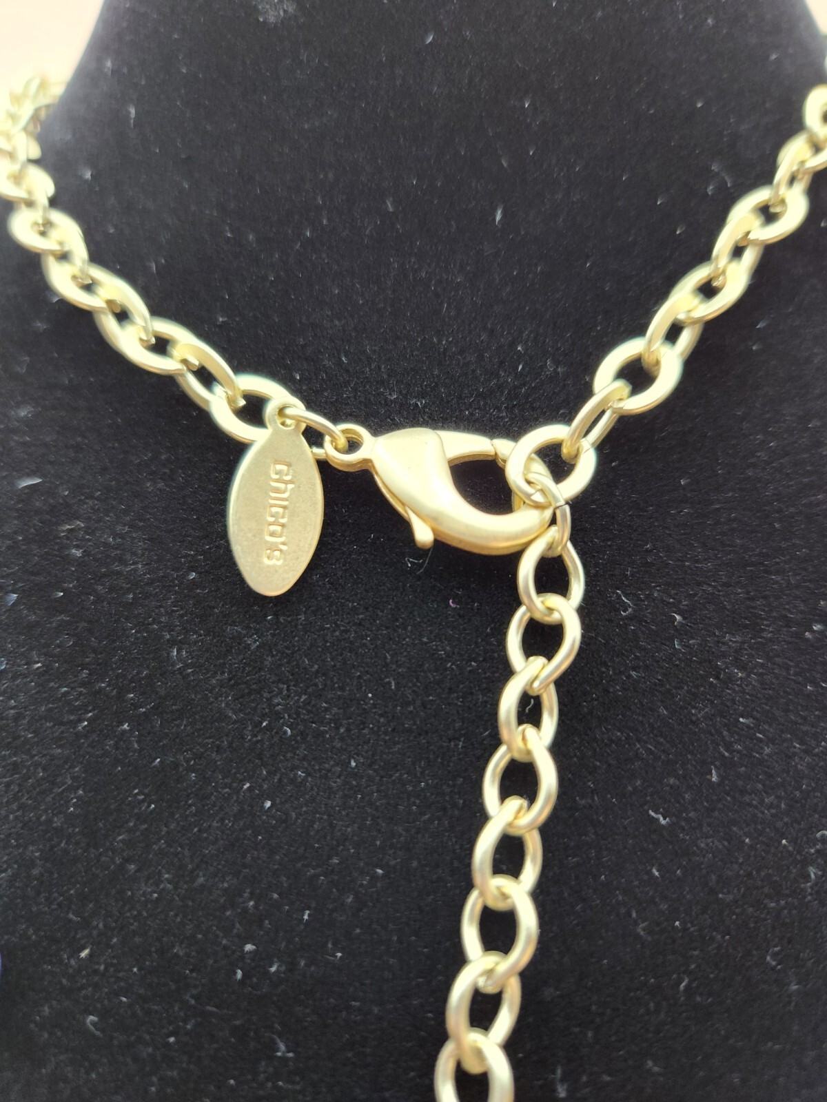 Chico’s Matte Gold Tone Beads And Charms Ling Vintage Necklace