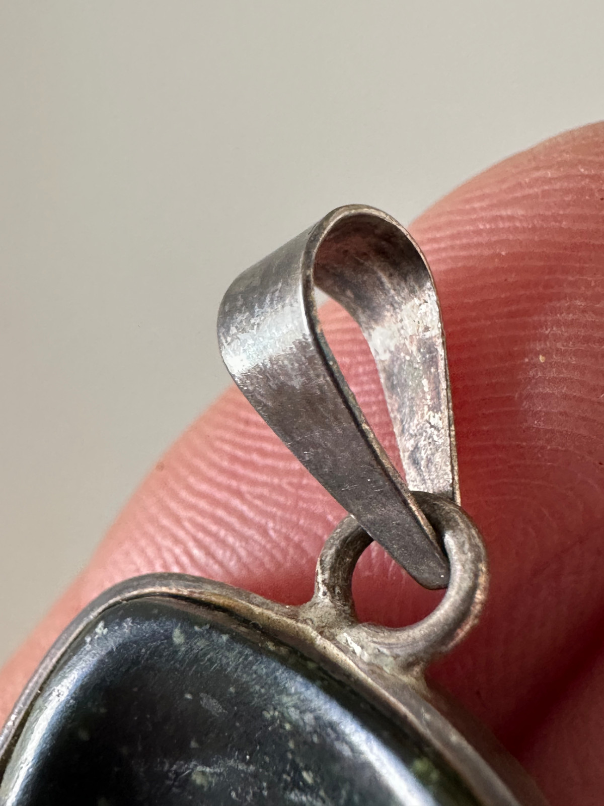 Carved Ganesh Pendant Silver Black Speckled Gemstone Charm