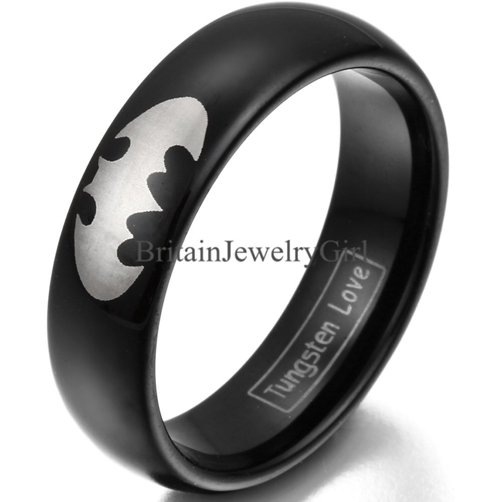 6/8mm Batman Tungsten Carbide Couple Ring Comfort Fit Wedding Band Men Women