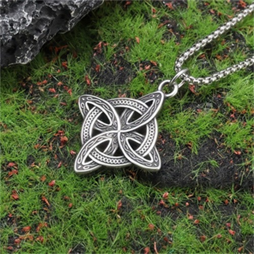 2Pcs New Silver Witch’s Irish Protection Triquetra Trinity Knot Pendant Necklace